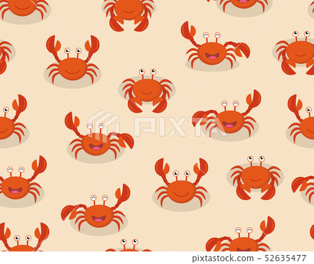 Seamless pattern of cute cartoon red crabs - Stock Illustration ...