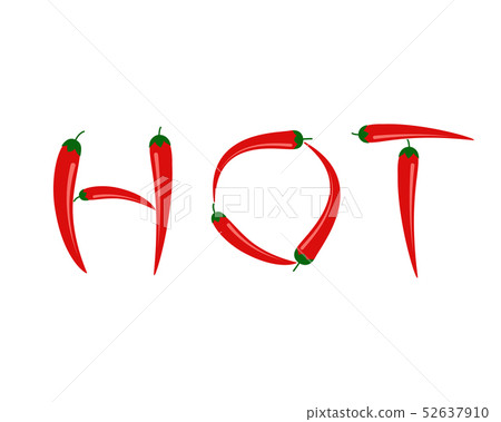 Vector illustration of red chili peppers in 'HOT' Vector illustration of red chili peppers in 'HOT' 52637910