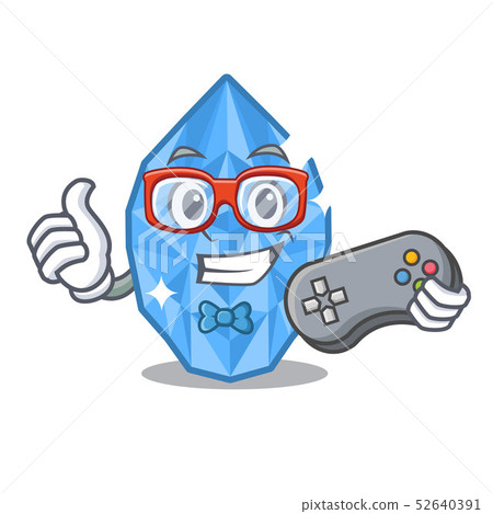 Gamer aquamarine gem isolated with the mascot 52640391
