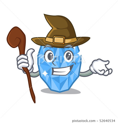Witch aquamarine gem isolated with the mascot Witch aquamarine gem isolated with the mascot 52640534