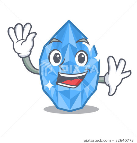 Waving aquamarine gem in the character shape 52640772