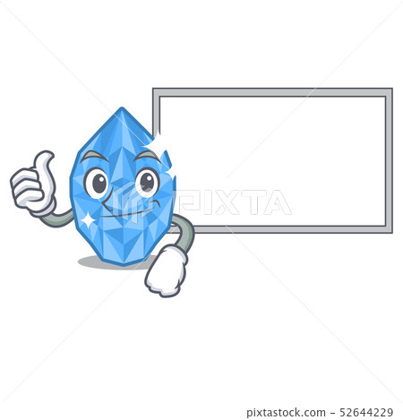 Thumbs up with board aquamarine gem in a cartoon box Thumbs up with board aquamarine gem in a cartoon box 52644229