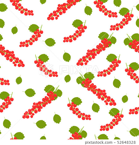 Seamless pattern. Branches with red berries on white background. 52648328