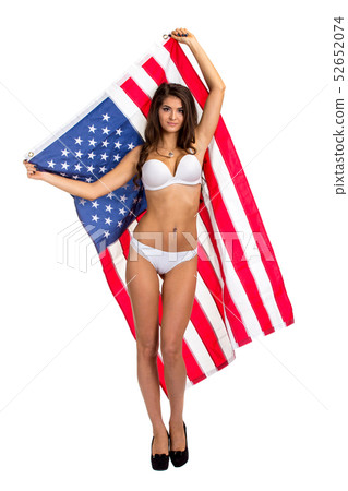 US flag in woman hands US flag in woman hands 52652074