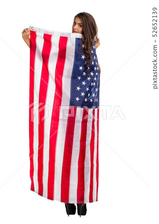 US flag in woman hands 52652139