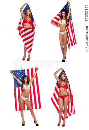 US flag in woman hands US flag in woman hands 52652552