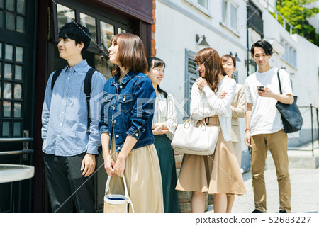 Procession line-up attract customers shop Procession line-up attract customers shop 52683227