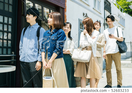 Procession line-up attract customers shop Procession line-up attract customers shop 52683233