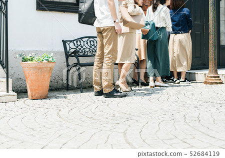 Procession line-up attract customers shop Procession line-up attract customers shop 52684119