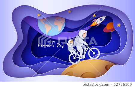 Happy father s day card. Paper cut style 52756169