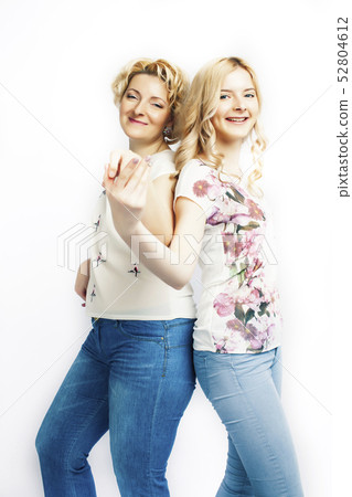 mother with daughter together posing happy smiling isolated on white background, lifestyle people mother with daughter together posing happy smiling isolated on white background, lifestyle people 52804612