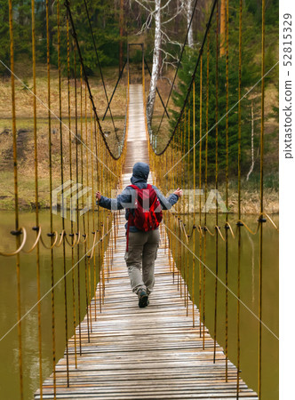 the way over the hanging bridge over the spring the way over the hanging bridge over the spring 52815329