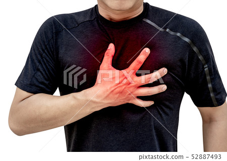 Man having a heart attack after work without break Man having a heart attack after work without break 52887493