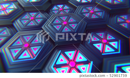 Black blue and orange hexagons background. Modern Black blue and orange hexagons background. Modern 52901739