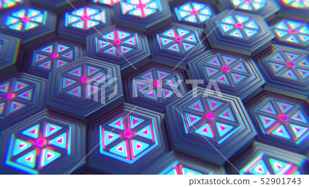 Black blue and orange hexagons background. Modern 52901743