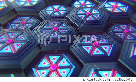 Black blue and orange hexagons background. Modern Black blue and orange hexagons background. Modern 52901745