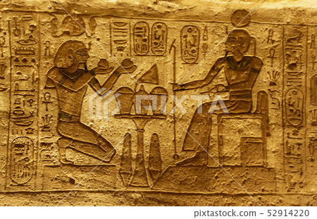 Stone Hieroglyphic Carvings at Kom Ombo Temple Stone Hieroglyphic Carvings at Kom Ombo Temple 52914220