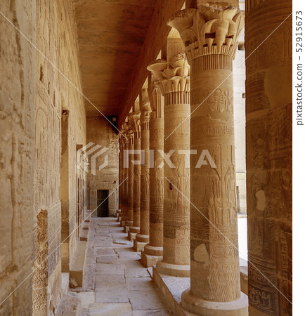 Stone Columns of Philae Temple with Hieroglyphs 52915673