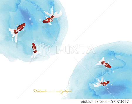 Watercolor circle and goldfish 52923017