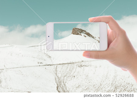 Hand photographed beautiful top of snow peak  52926688