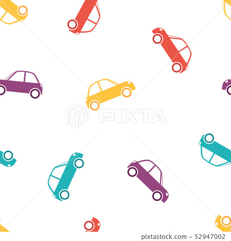 Seamless pattern with car on white background - Stock Illustration ...
