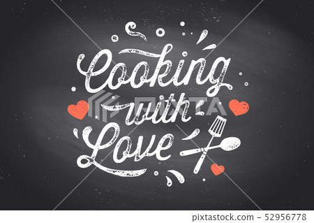 Cooking with Love. Kitchen poster. Kitchen wall decor, sign, quote Cooking with Love. Kitchen poster. Kitchen wall decor, sign, quote 52956778