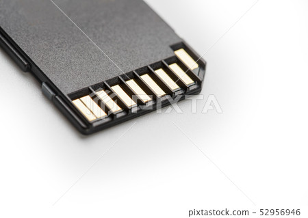 Black SD memory card on a white background, 52956946