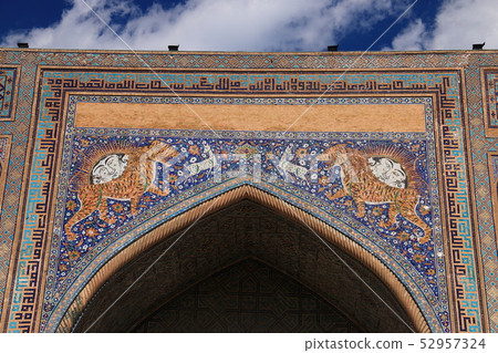 Central Asia Travel on the Silk Road Uzbekistan Samarkand Registan Square Sheldre Medrese 52957324