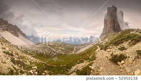 Mountain ridge view of Tre Cime di Lavaredo, South Tirol, Dolomites Italien Alps Mountain ridge view of Tre Cime di Lavaredo, South Tirol, Dolomites Italien Alps 52958138
