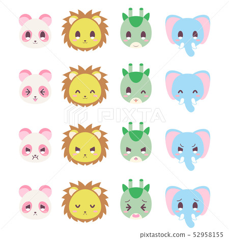 Colorful large animal set (panda, lion, giraffe, elephant) Colorful large animal set (panda, lion, giraffe, elephant) 52958155