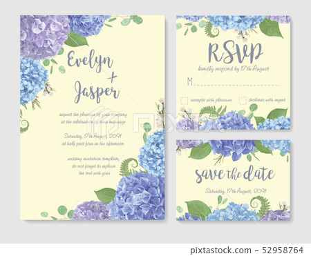 Set of vector wedding invitation, greeting card, 52958764