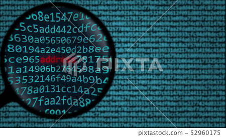 Magnifying glass discovers address word on computer screen. 3D rendering Magnifying glass discovers address word on computer screen. 3D rendering 52960175