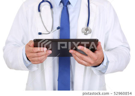 Male medicine doctor holding black digital tablet pc 52960854