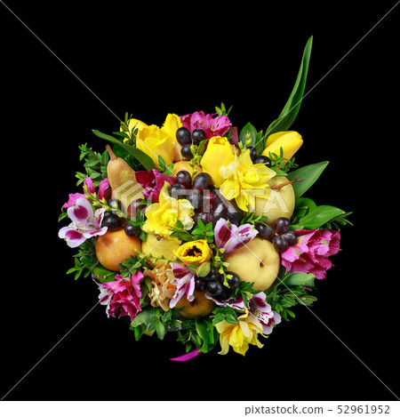 Bright bouquet of yellow and purple flowers Bright bouquet of yellow and purple flowers 52961952