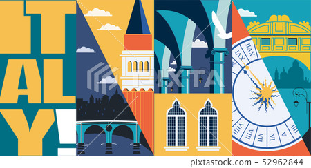 Travel to Italy vector skyline illustration, Travel to Italy vector skyline illustration, 52962844