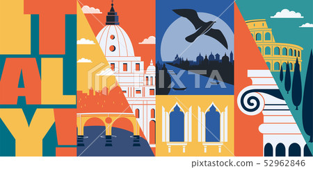 Italy vector skyline illustration, postcard. 52962846