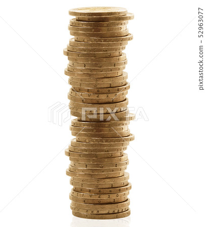 stack of coins in white background stack of coins in white background 52963077