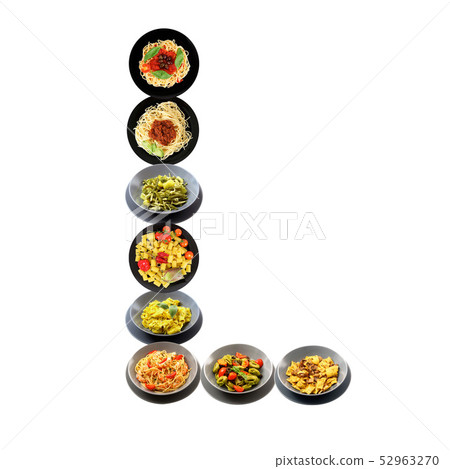 L alphabet italian pasta in white background 52963270