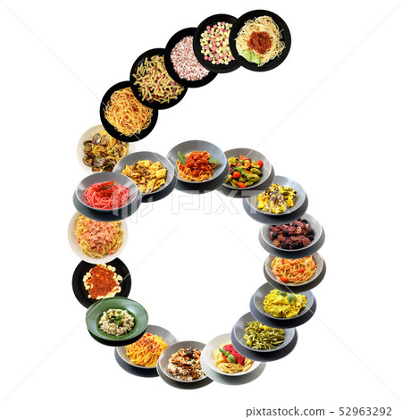 6 alphabet italian pasta in white background 52963292