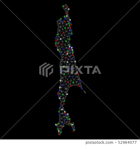 Bright Mesh Network Sakhalin Island Map with Flash Spots 52964077