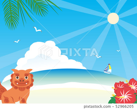 Okinawa Shisa and beach landscape illustration 52966205
