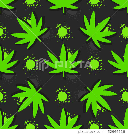 Marijuana leaves seamless pattern. Hand drawn 52966216