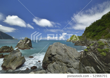 Pink Bird Forest Beach Landscape - Blue Sky Cloudy Coast Rock Pink Bird Forest Beach Landscape - Blue Sky Cloudy Coast Rock 52966701