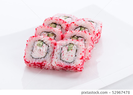 Japanese food restaurant, sushi maki gunkan roll plate or platter set. Sushi set and composition Japanese food restaurant, sushi maki gunkan roll plate or platter set. Sushi set and composition 52967478
