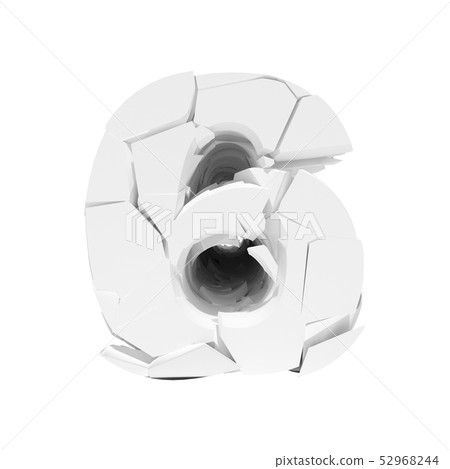 Isolated cracked number 6 on a white...-插圖素材 [52968244] - PIXTA圖庫