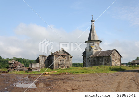 Two abandoned wooden churches in North of Russia Two abandoned wooden churches in North of Russia 52968541