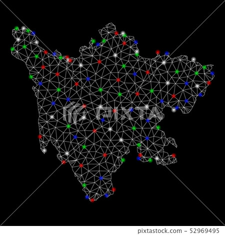 Bright Mesh 2D Sichuan Province Map with Flash Spots 52969495
