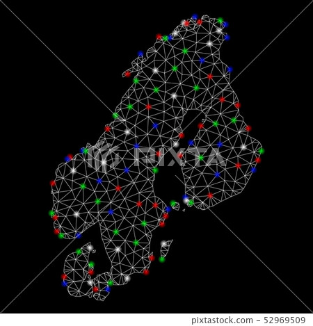 Bright Mesh 2D Scandinavia Map with Flare Spots-插圖素材 [52969509] - PIXTA圖庫