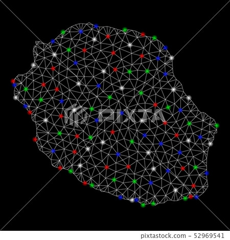 Bright Mesh Network Reunion Island Map with Flash Spots 52969541