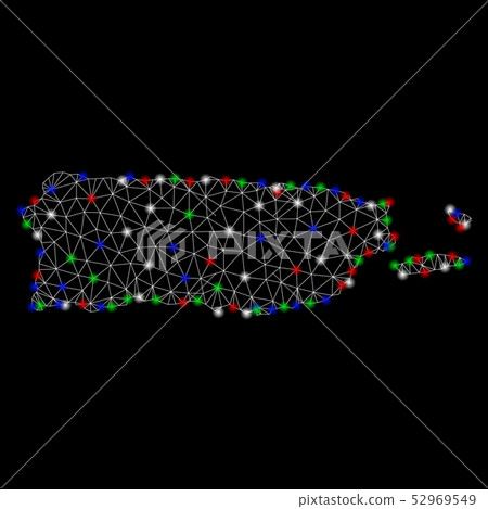 Bright Mesh 2D Puerto Rico Map with Light Spots 52969549